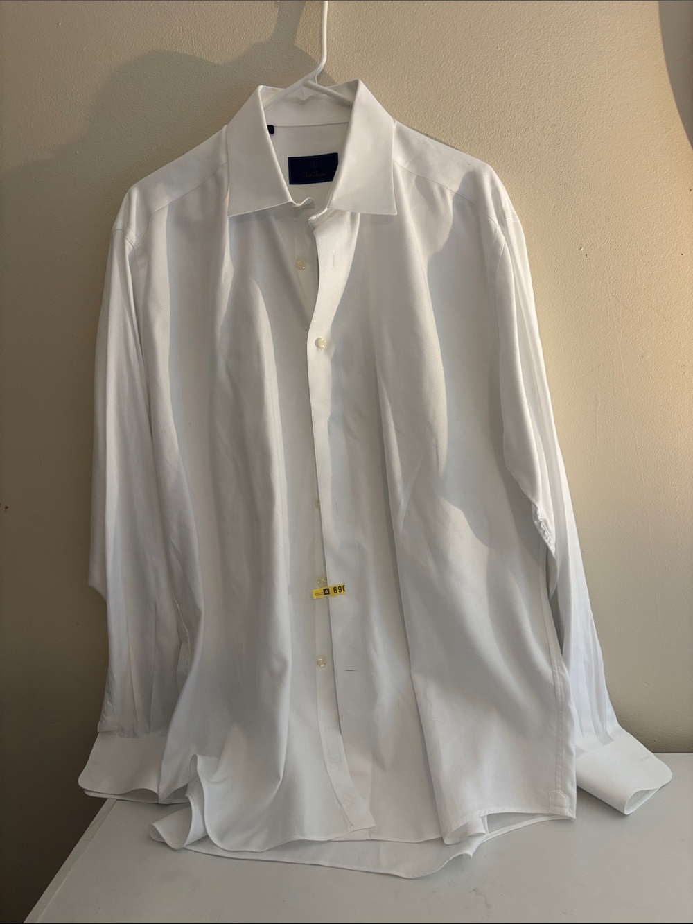 David Donahue Classic Men's White Dress Shirt - Tailored Cotton Blend